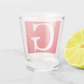 Eerste letter monogram rood wit gewoon eenvoudig shot glas (Achterkant)