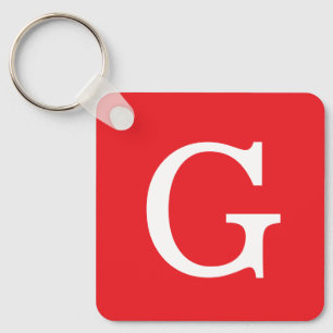 Eerste letter monogram rood wit gewoon eenvoudig sleutelhanger