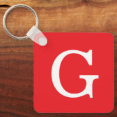 Eerste letter monogram rood wit gewoon eenvoudig sleutelhanger (Voorkant)