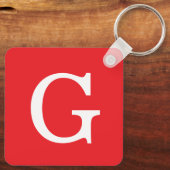 Eerste letter monogram rood wit gewoon eenvoudig sleutelhanger (Achterkant)