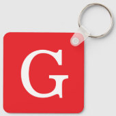 Eerste letter monogram rood wit gewoon eenvoudig sleutelhanger (Achterkant)