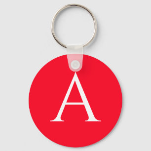 Eerste letter monogram rood wit gewoon eenvoudig sleutelhanger