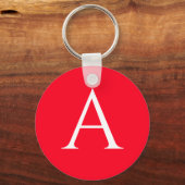 Eerste letter monogram rood wit gewoon eenvoudig sleutelhanger (Voorkant)