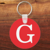 Eerste letter monogram rood wit gewoon eenvoudig sleutelhanger (Voorkant)
