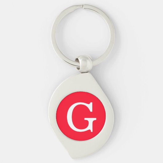 Eerste letter monogram rood wit gewoon eenvoudig sleutelhanger (Voorkant)