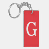 Eerste letter monogram rood wit gewoon eenvoudig sleutelhanger (Voorkant Links)