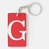 Eerste letter monogram rood wit gewoon eenvoudig sleutelhanger (achterkant)