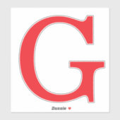Eerste letter monogram rood wit gewoon eenvoudig sticker (Vel)