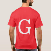 Eerste letter monogram rood wit gewoon eenvoudig t-shirt (Achterkant)