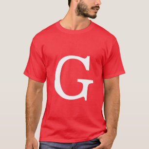 Eerste letter monogram rood wit gewoon eenvoudig t-shirt