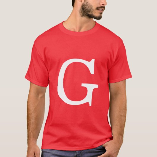 Eerste letter monogram rood wit gewoon eenvoudig t-shirt (Voorkant)