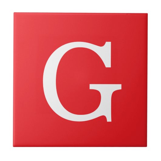Eerste letter monogram rood wit gewoon eenvoudig tegeltje (Voorkant)