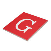 Eerste letter monogram rood wit gewoon eenvoudig tegeltje (Zijkant)