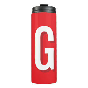 Eerste letter monogram rood wit gewoon eenvoudig thermosbeker