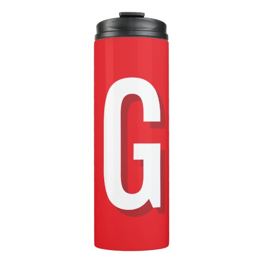 Eerste letter monogram rood wit gewoon eenvoudig thermosbeker (Voorkant)