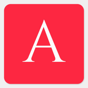 Eerste letter monogram rood wit gewoon eenvoudig vierkante sticker