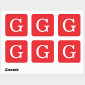 Eerste letter monogram rood wit gewoon eenvoudig vierkante sticker (Vel)