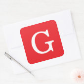 Eerste letter monogram rood wit gewoon eenvoudig vierkante sticker (Envelop)