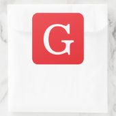 Eerste letter monogram rood wit gewoon eenvoudig vierkante sticker (Tas)
