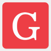 Eerste letter monogram rood wit gewoon eenvoudig vierkante sticker (Voorkant)