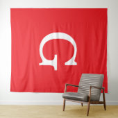 Eerste letter monogram rood wit gewoon eenvoudig wandkleed (In Situ (horizontaal))