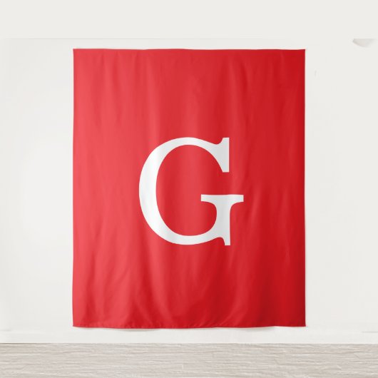 Eerste letter monogram rood wit gewoon eenvoudig wandkleed (Voorkant)