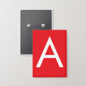Eerste letter monogram rood wit gewoon modern button (Voorkant / Achterkant)