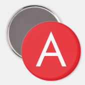 Eerste letter monogram rood wit gewoon modern magneet (Voorkant / Achterkant)