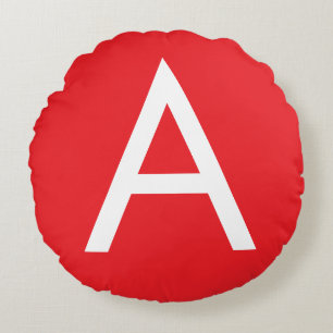 Eerste letter monogram rood wit gewoon modern rond kussen