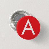 Eerste letter monogram rood wit gewoon modern ronde button 3,2 cm (Voorkant /achterkant)