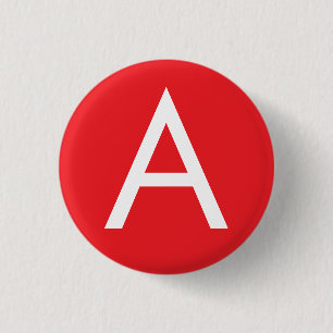 Eerste letter monogram rood wit gewoon modern ronde button 3,2 cm