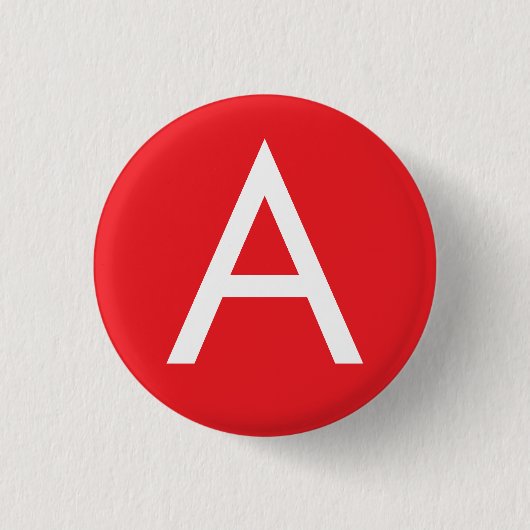 Eerste letter monogram rood wit gewoon modern ronde button 3,2 cm (Voorkant)