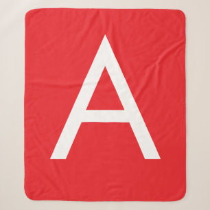 Eerste letter monogram rood wit gewoon modern sherpa deken