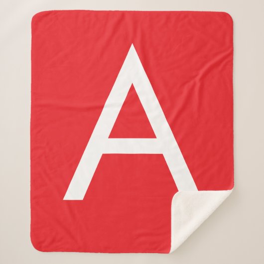 Eerste letter monogram rood wit gewoon modern sherpa deken (Voorkant)