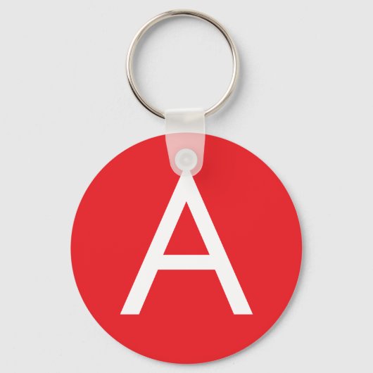Eerste letter monogram rood wit gewoon modern sleutelhanger (Voorkant)