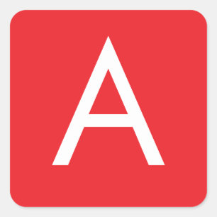 Eerste letter monogram rood wit gewoon modern vierkante sticker