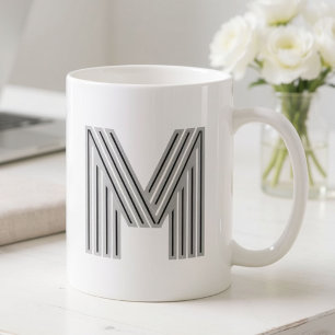 Eerste letter monogram zwart wit modern stijlvol koffiemok