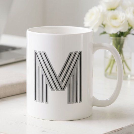 Eerste letter monogram zwart wit modern stijlvol koffiemok