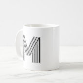 Eerste letter monogram zwart wit modern stijlvol koffiemok (Voorkant links)