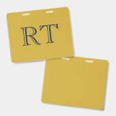 Eerste letters monogram goud & blauw effen eenvoud badge (Voor- en achterkant)