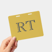 Eerste letters monogram goud & blauw effen eenvoud badge (Handheld)
