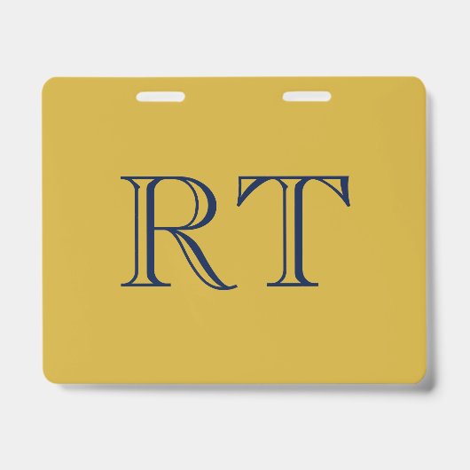 Eerste letters monogram goud & blauw effen eenvoud badge (Voorzijde)