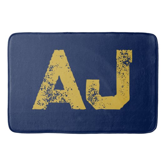 Eerste letters monogram goud & blauw effen eenvoud badmat (Voorkant)