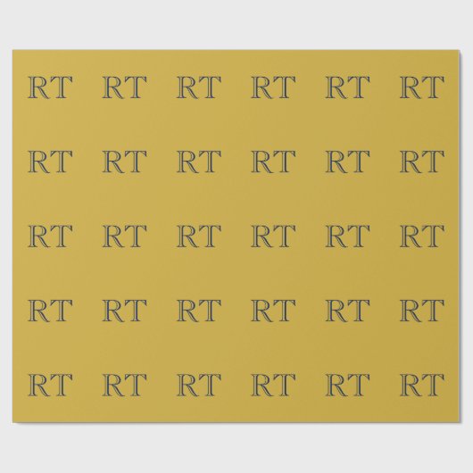 Eerste letters monogram goud & blauw gewoon eenvou cadeaupapier (Vlak)