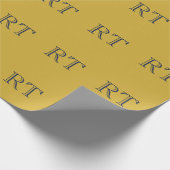 Eerste letters monogram goud & blauw gewoon eenvou cadeaupapier (Hoek)