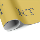 Eerste letters monogram goud & blauw gewoon eenvou cadeaupapier (Rol Hoek)