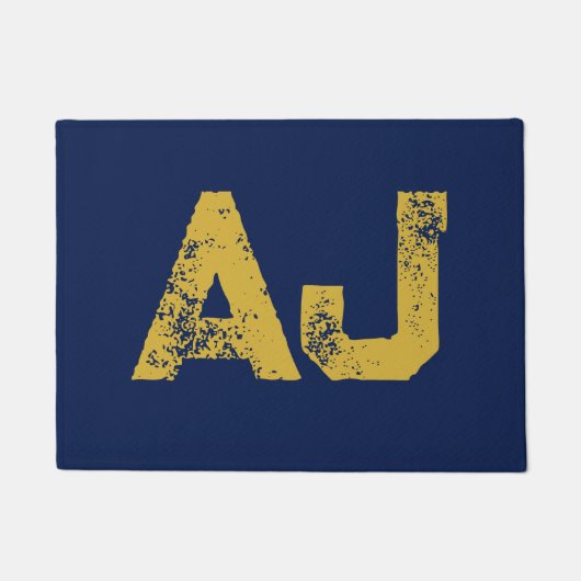 Eerste letters monogram goud & blauw gewoon eenvou deurmat (Voorkant)