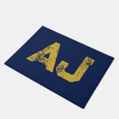 Eerste letters monogram goud & blauw gewoon eenvou deurmat (Schuin)