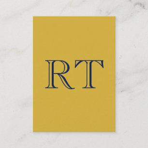 Eerste letters monogram goud & blauw gewoon eenvou informatiekaartje