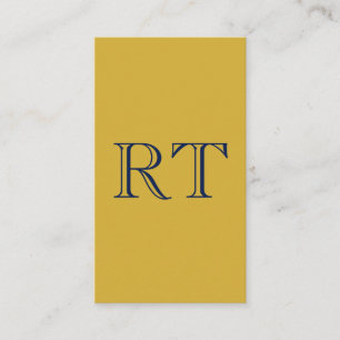Eerste letters monogram goud & blauw gewoon eenvou informatiekaartje